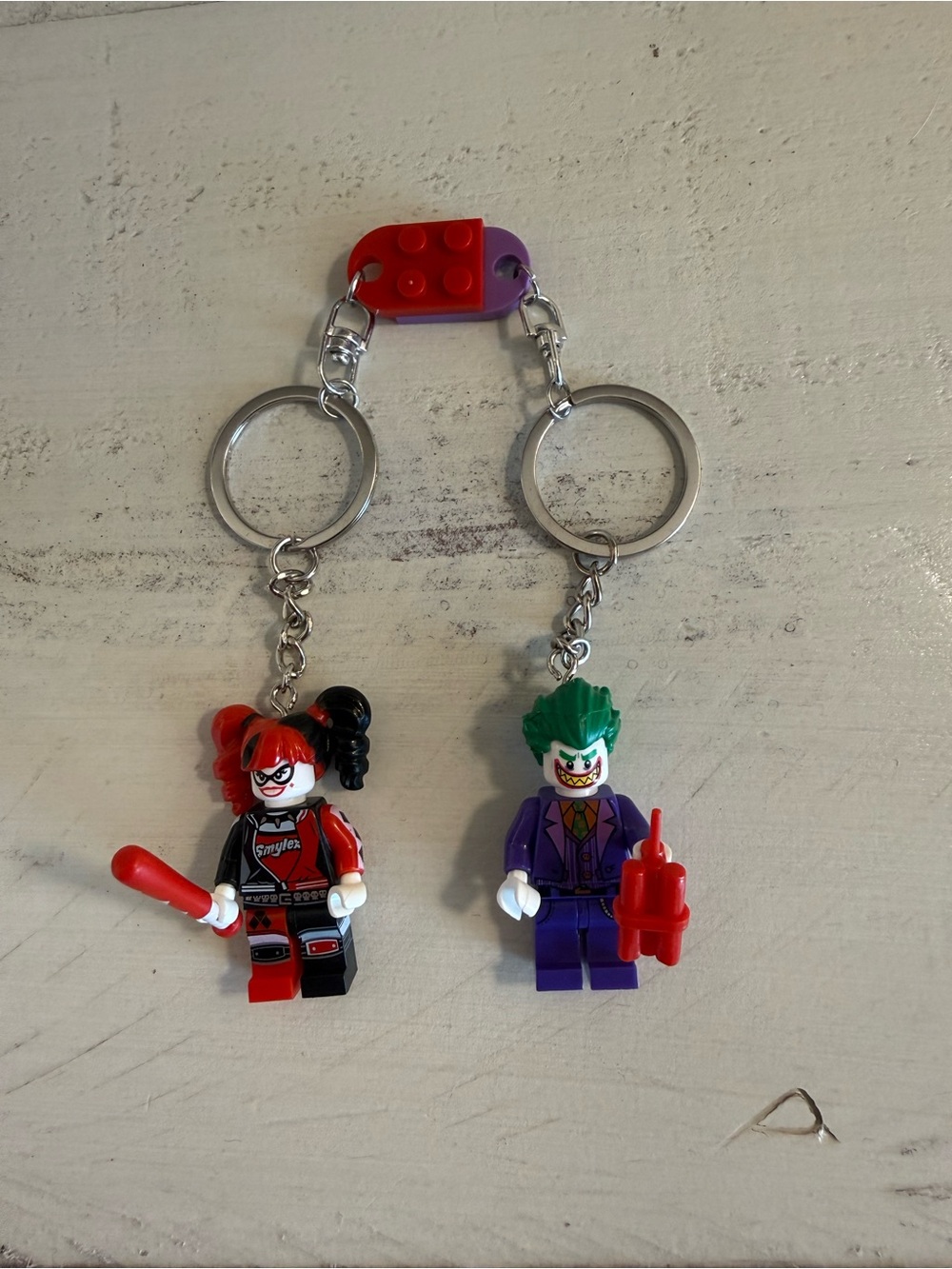 Custom Minifigure Keychain Harley Quinn Joker DC Style Figure Lot 2